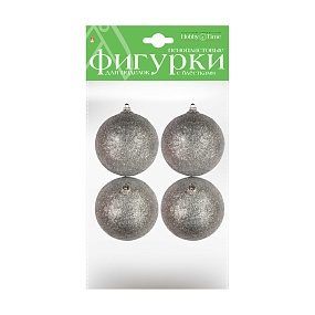 ПЕНОПЛАСТОВЫЕ ФИГУРКИ. ШАРЫ С ГЛИТТЕРОМ, СЕРЕБРО.  Ø 50 ММ, 4 ШТ. 
Арт. 2-806/03
