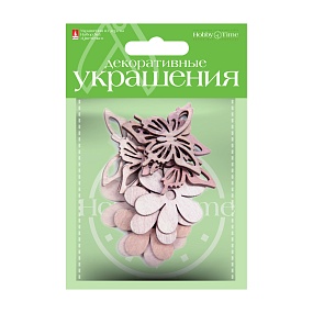 ДЕКОР ИЗ ДЕРЕВА. КРАШЕНЫЙ, НАБОР № 1 "ЦВЕТОЧКИ", 3 ВИДА  
Арт. 2-363/01