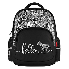 Рюкзак BrunoVisconti®
классический 
черный с эргономичной спинкой
«HELLO, ЗЕБРА»
Арт. 12-002-125/01