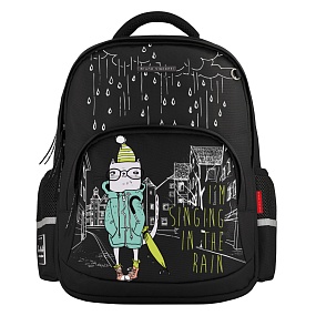 Рюкзак BrunoVisconti®
классический 
черный с эргономичной спинкой
«RAINY DAY.CAT»
Арт. 12-002-205/01