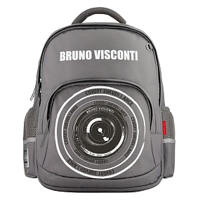 Рюкзак BrunoVisconti®
классический 
серый с эргономичной спинкой
«ОБЪЕКТИВ»
Арт. 12-002-159/05