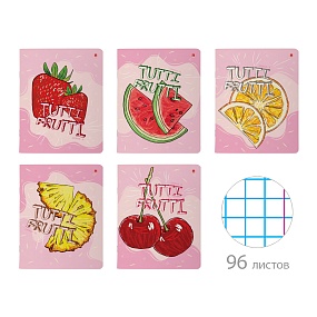Тетрадь общая Альт®
А5 (165 х 203 мм)
"TUTTI FRUITI" 96 л., клетка
Арт. 7-96-1357
обложка в ассортименте