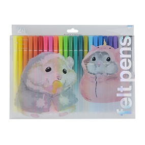 Фломастеры BrunoVisconti®
24 цветов CUTEFRIENDS - ХОМЯК
пластиковая коробка (pet) 
Арт. 32-0026/01