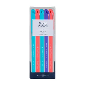 Набор из 5-ти ручек BrunoVisconti®
шариковые масляные, 0.5 мм, синие
SoftWrite. JOY
Арт. 20-0094-5