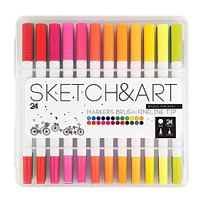 Набор BrunoVisconti®
из 24-х капиллярных двусторонних ручек
1-4 мм, ассорти
Sketch&Art
Арт. 22-0083