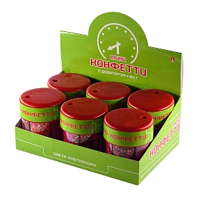 МИНИ-КОНФЕТТИ  ДЛЯ ДЕКОРА "ЗВЕЗДОЧКИ", С ДОЗАТОРОМ, 80Г  (6 ЦВЕТОВ ), КРАСНЫЙ,  №6
Арт. 2-312/06