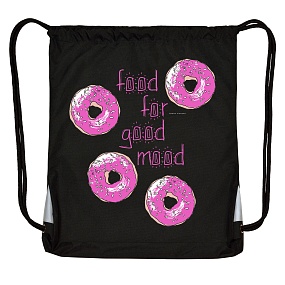 Мешок для обуви BrunoVisconti®
 (44  х  54 см) XXL,
"СЛАДКОЕ НАСТРОЕНИЕ. ДОНАТ" черный
Арт. 15-001-016/01