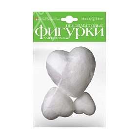 ПЕНОПЛАСТОВЫЕ ФИГУРКИ. СЕРДЕЧКИ 35, 50, 75 ММ, 3 ШТ. 
Арт. 2-204/06