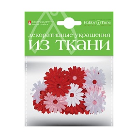 ДЕКОР ИЗ ТКАНИ  НАБОР №1  "ЦВЕТОЧКИ М", 6 ВИДОВ
Арт. 2-163